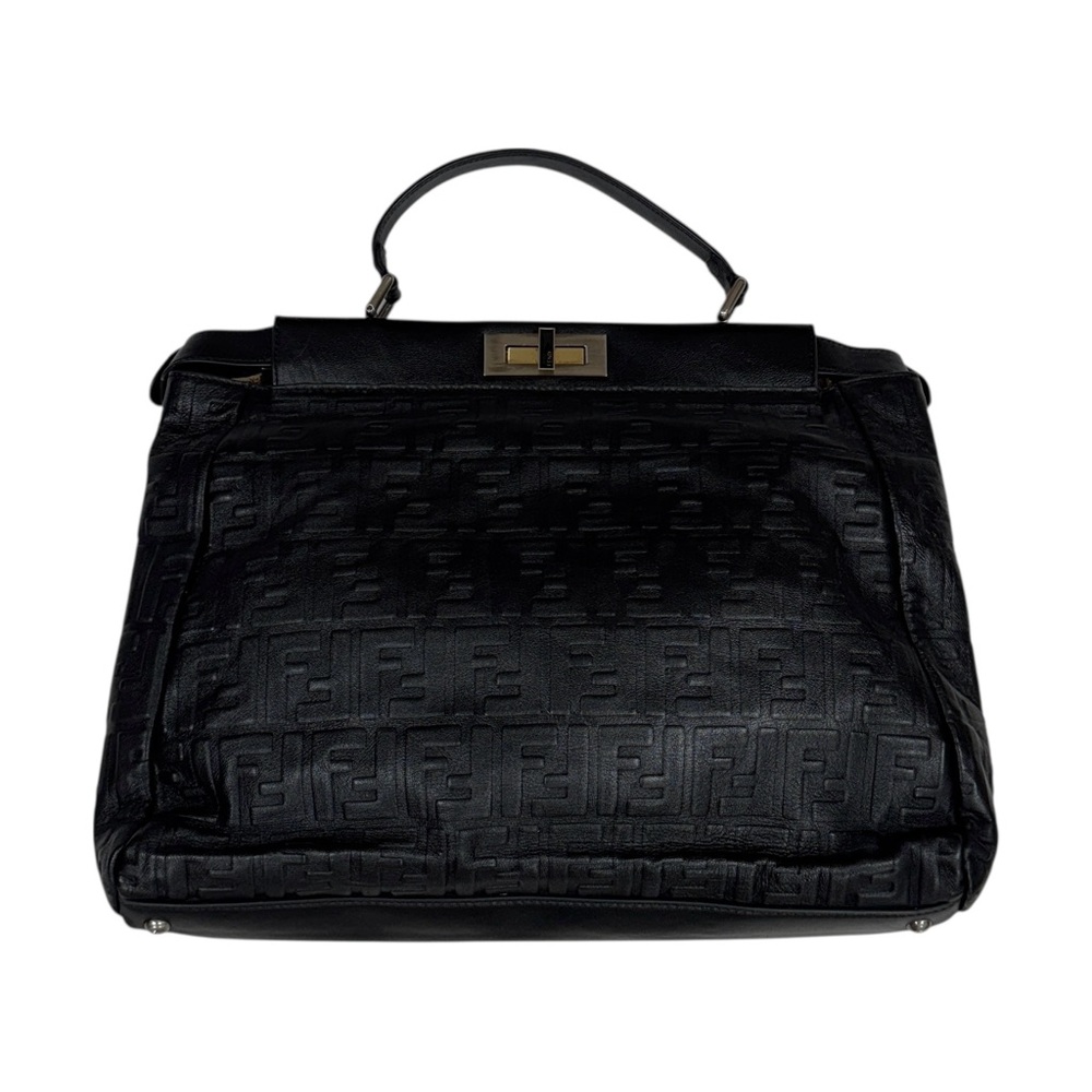 Fendi Peekaboo Large Black Satchel Tote Leather Shoulder Hand Business Handle - Picture 10 of 16
